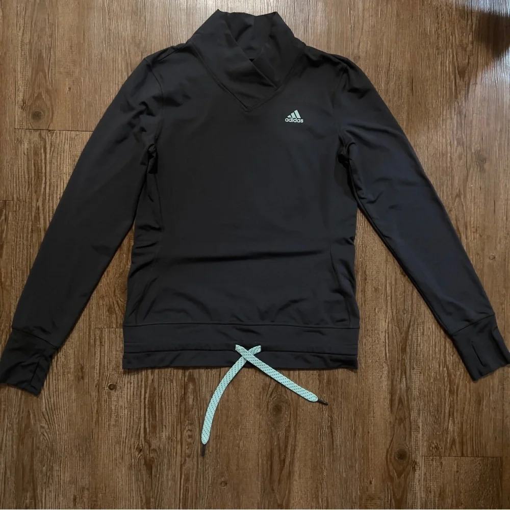 Adidas Charcoal Mock Neck Long Sleeve Stretch Performance Pullover Size Small